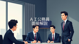 AI公務員面接解説の若い人の打合せ画像